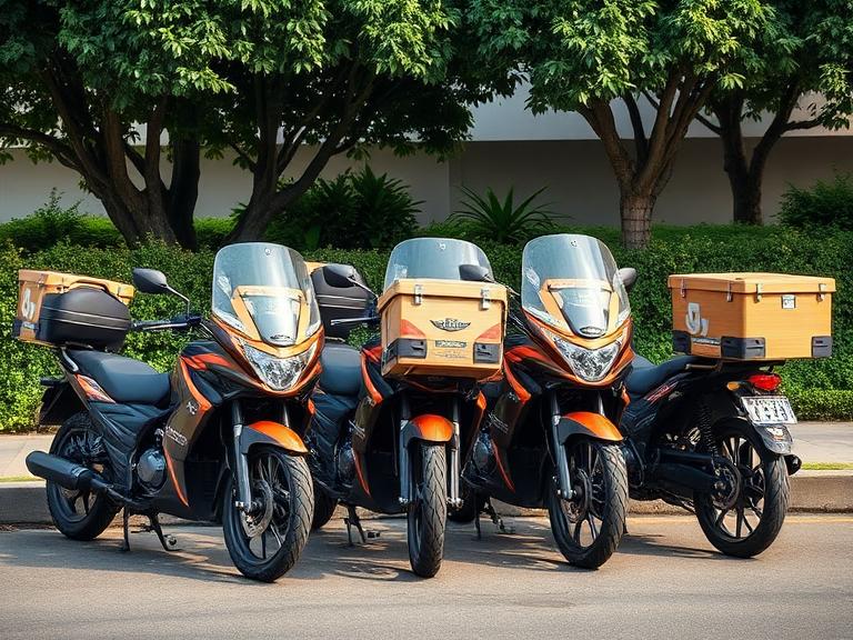Five Delivery Motorcycles